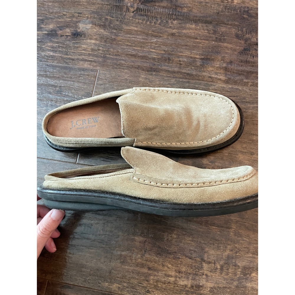 J.Crew Suede Mule Loafers Mens 8 Tan Made in Italy 51057 Preppy Classic